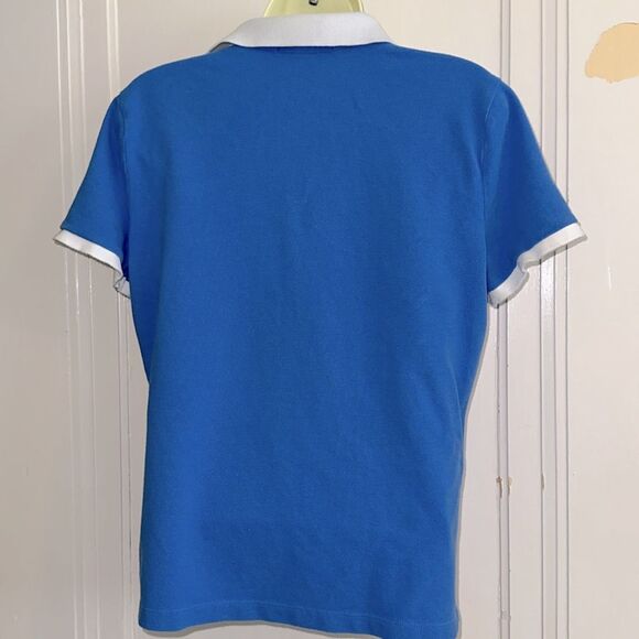 Vtg Ralph Lauren Blue Cotton Short Sleeve Polo Shirt with White Collar & Trim - Picture 6 of 9